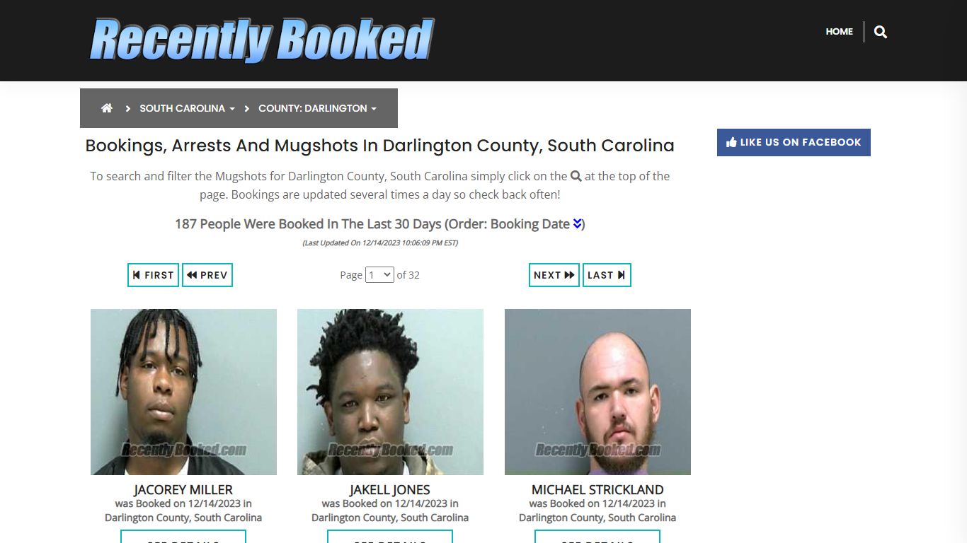 Bookings, Arrests and Mugshots in Darlington County, South Carolina